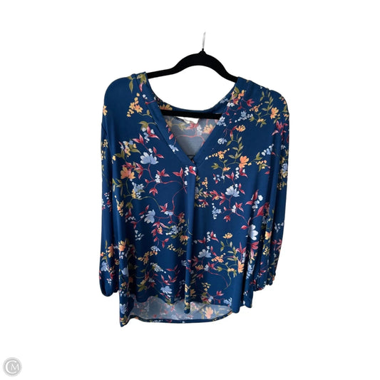 Blouse 3/4 Sleeve By Two By Vince Camuto In Blue & Pink, Size: L