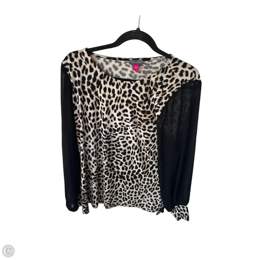 Blouse Long Sleeve By Vince Camuto In Black & Cream, Size: L