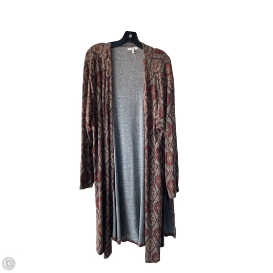 Sweater Cardigan By Maurices In Brown & Orange, Size: 2x