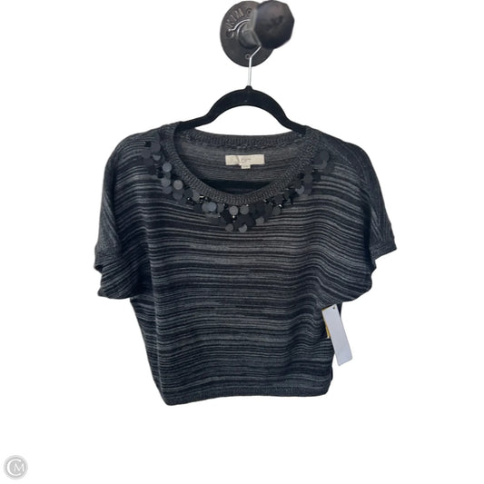 Sweater Short Sleeve By Loft In Black & Grey, Size: Xs