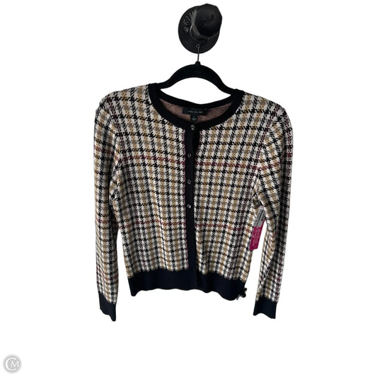 Sweater Cardigan By Ann Taylor In Black & Gold, Size: S