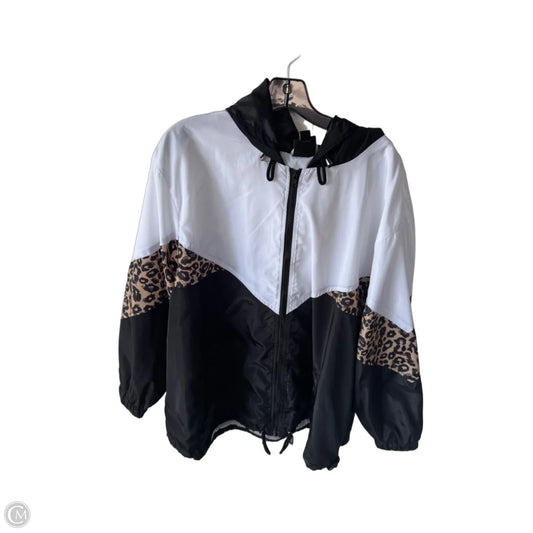 Jacket Windbreaker By Clothes Mentor In Black & White, Size: 3x