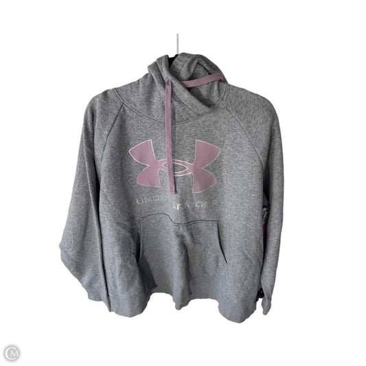 Sweatshirt Hoodie By Under Armour In Grey & Purple, Size: 2x