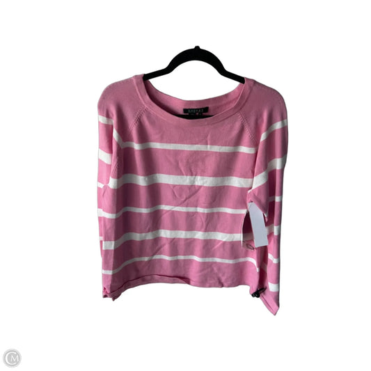 Sweater By Lauren By Ralph Lauren In Pink & White, Size: Xl