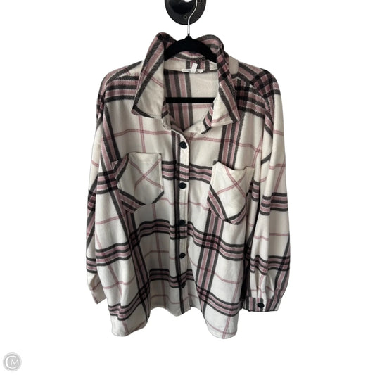 Jacket Shirt By Maurices In Grey & Pink, Size: 2x