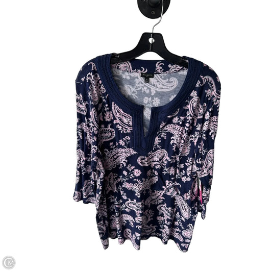 Top 3/4 Sleeve By Talbots In Blue & Pink, Size: 2x