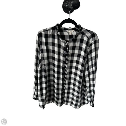 Blouse Long Sleeve By Terra & Sky In Black & White, Size: 1x