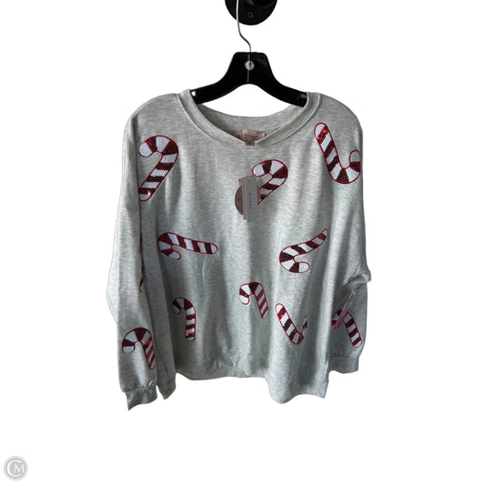 Sweatshirt Crewneck By Philosophy In Grey & Red, Size: 2x