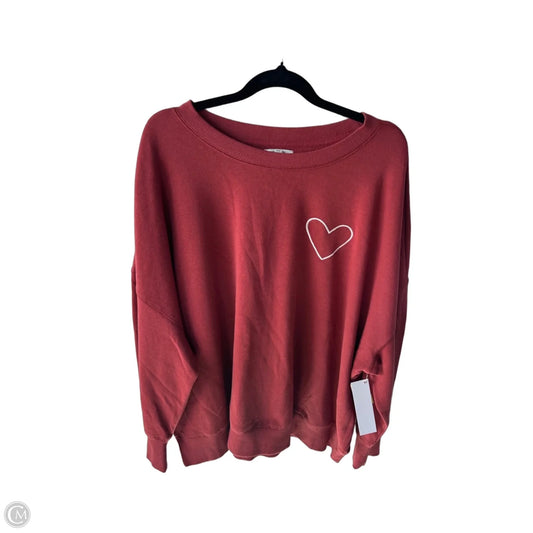 Sweatshirt Crewneck By Maurices In Red & White, Size: 2x