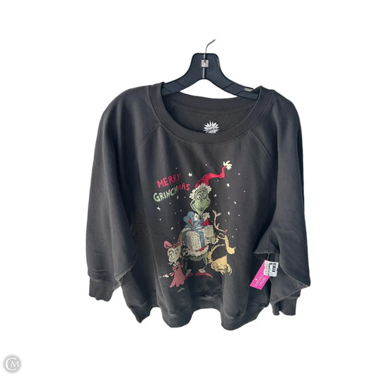 Sweatshirt Crewneck By Clothes Mentor In Grey & Red, Size: 3x