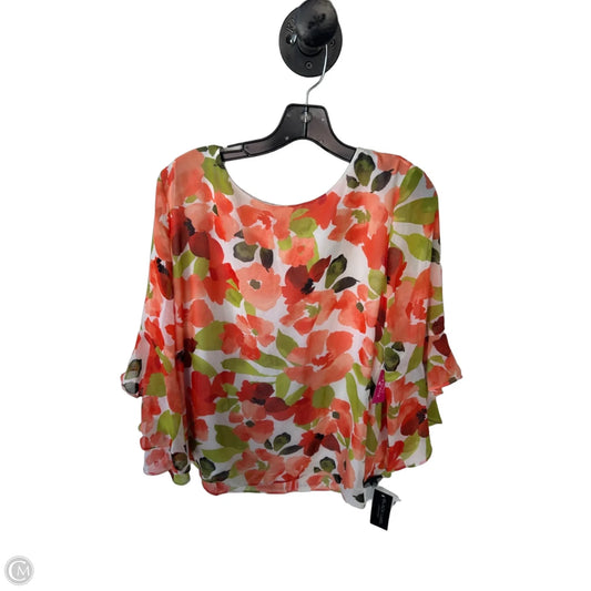 Blouse Long Sleeve By Black Label In Orange & White, Size: Xl