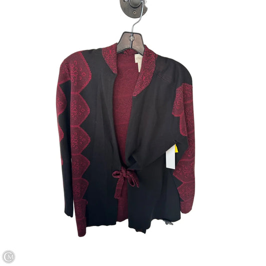 Sweater Cardigan By Chicos In Black & Red, Size: M