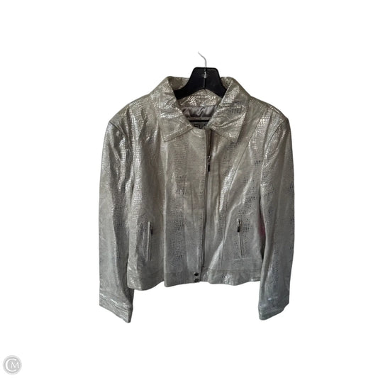 Jacket Leather By Wilsons Leather In Cream & Silver, Size: Xl
