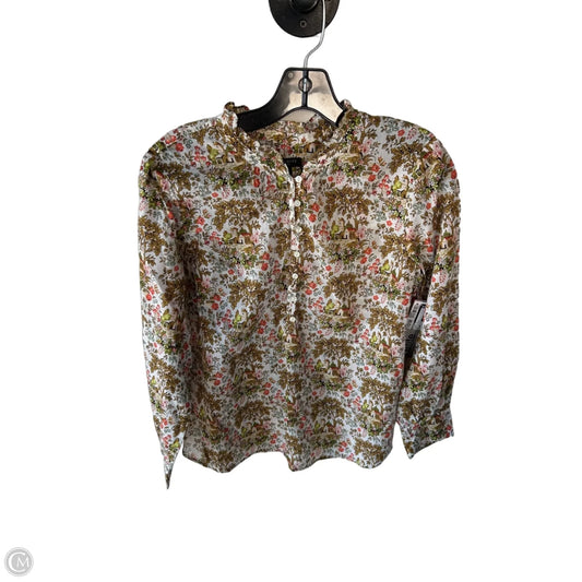 Blouse Long Sleeve By Talbots In Brown & White, Size: Mp