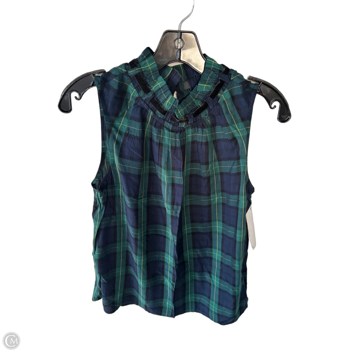 Blouse Sleeveless By Talbots In Plaid Pattern, Size: Mp