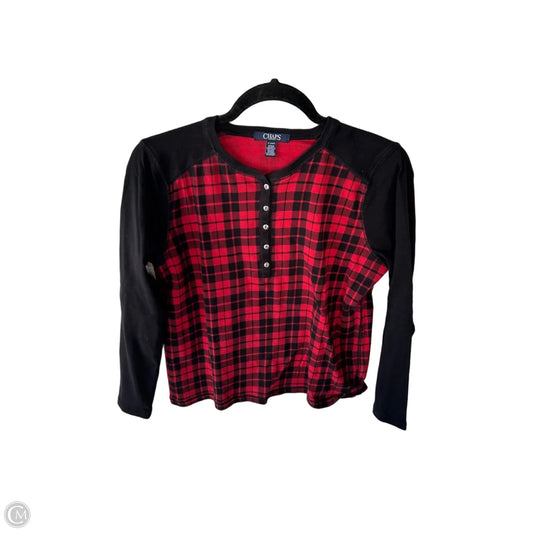 Top Long Sleeve By Chaps In Black & Red, Size: Lp
