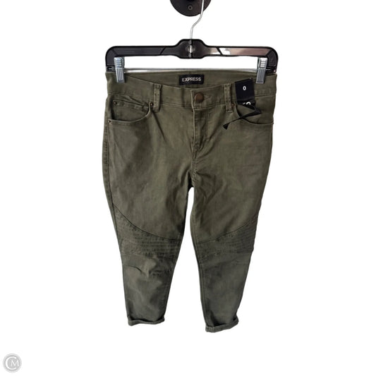 Jeans Cropped By Express In Green Denim, Size: 0