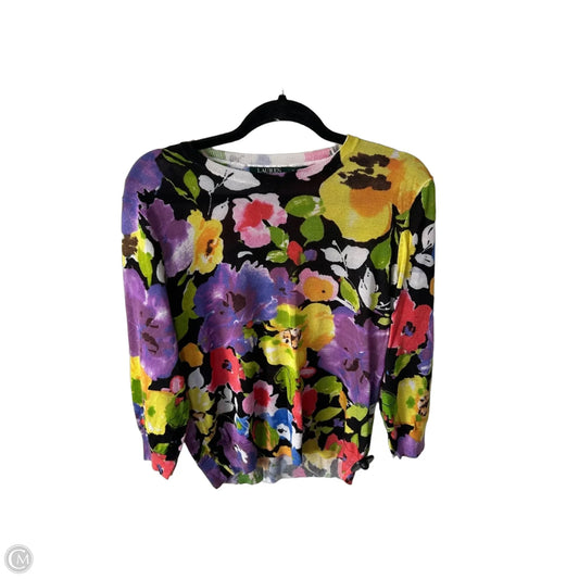 Sweater By Lauren By Ralph Lauren In Black & Purple, Size: L