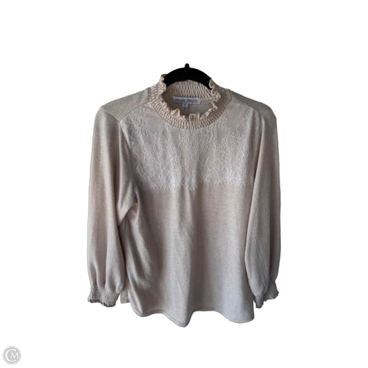 Sweater By Clothes Mentor In Tan & White, Size: Large