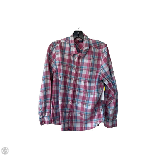 Blouse Long Sleeve By Clothes Mentor In Pink & White, Size: L