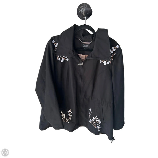 Jacket Windbreaker By Dennis Basso Qvc In Black & Tan, Size: Xl