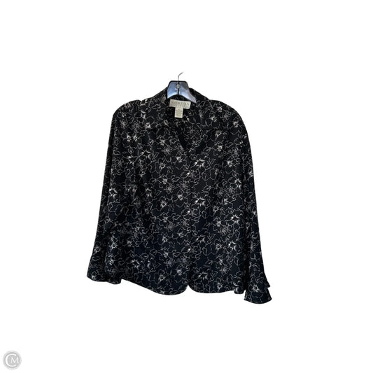 Blouse Long Sleeve By Norton Mcnaughton In Black & Cream, Size: Xl