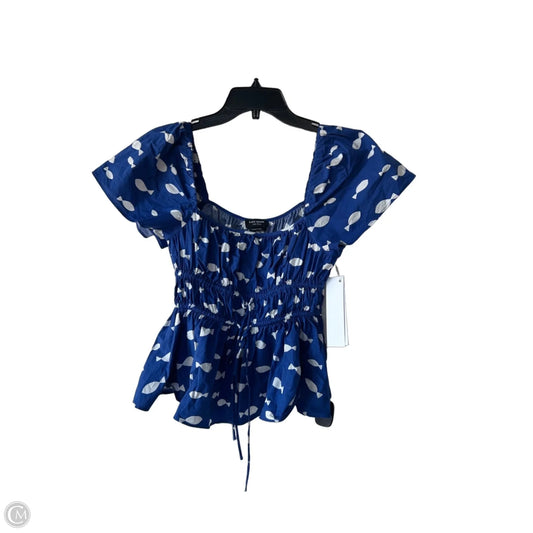 Blouse Designer By Kate Spade In Blue & White, Size: S