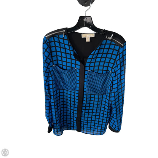 Blouse Long Sleeve By Michael By Michael Kors In Black & Blue, Size: M