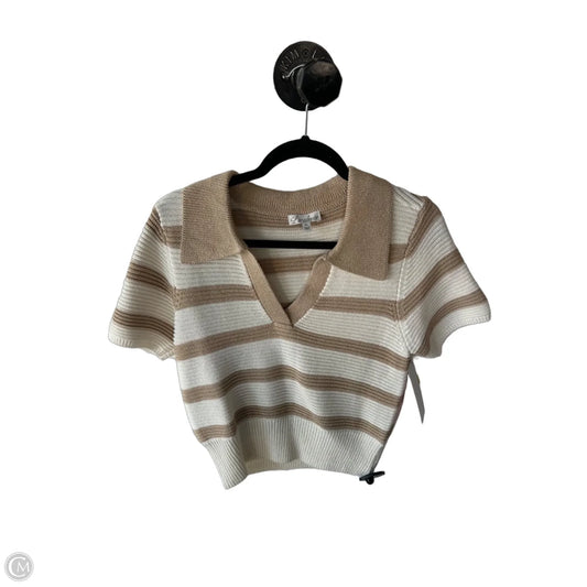 Sweater Short Sleeve By Cma In Tan & White, Size: Xl
