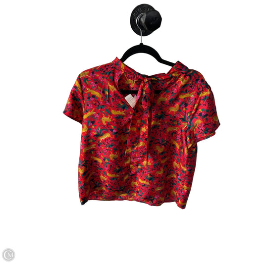 Blouse Short Sleeve By J. Crew In Red & Yellow, Size: M
