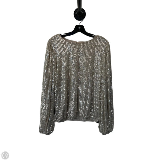 Blouse Long Sleeve By Flat White In Cream & Silver, Size: M