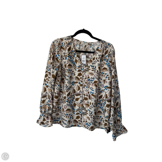 Blouse Long Sleeve By Loft In Cream & Tan, Size: Xs