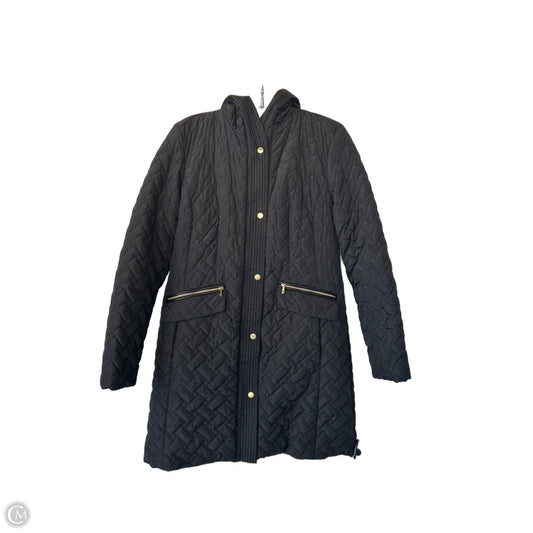 Coat Puffer & Quilted By Cole-haan In Black & Gold, Size: M