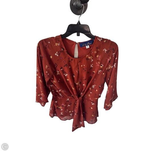 Top 3/4 Sleeve By Blue Rain In Brown & Yellow, Size: Xs