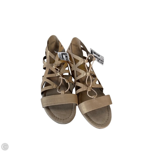 Sandals Heels Wedge By New York Transit In Gold & Tan, Size: 8.5