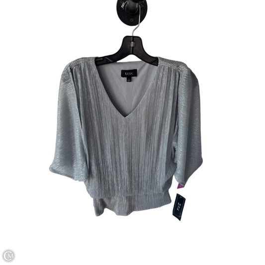 Blouse Short Sleeve By Msk In Silver, Size: S