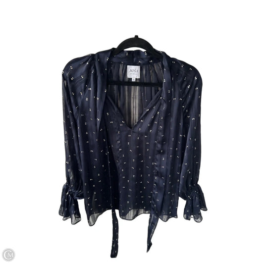 Blouse Designer By Misa In Blue & Gold, Size: S