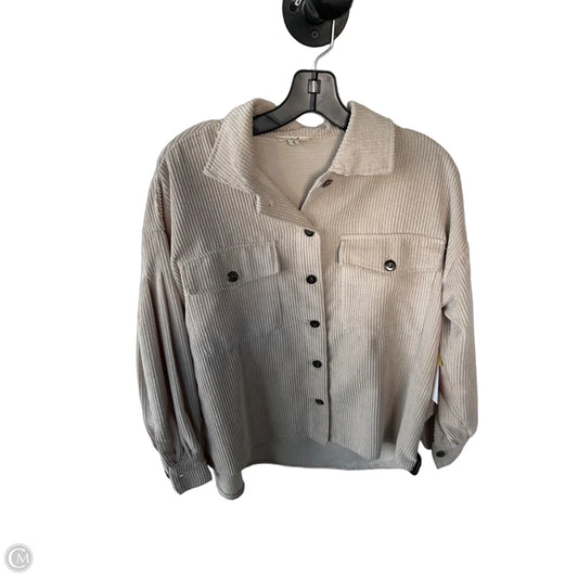 Jacket Shirt By Easel In Cream & Tan, Size: S