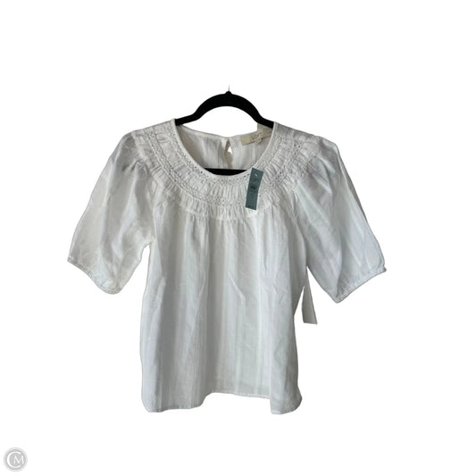 Blouse Short Sleeve By Loft In White, Size: Xxsp