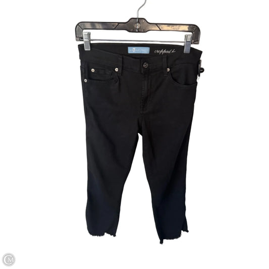 Jeans Cropped By 7 For All Mankind In Black Denim, Size: 6