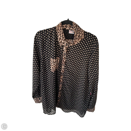 Blouse Long Sleeve By Belle By Kim Gravel In Black & Tan, Size: Xl