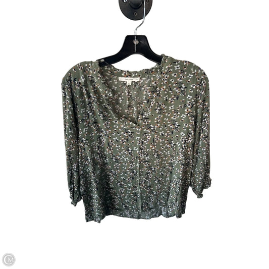 Top 3/4 Sleeve By Clothes Mentor In Green & White, Size: M