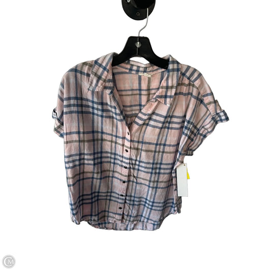 Blouse Short Sleeve By Caslon In Pink & White, Size: M