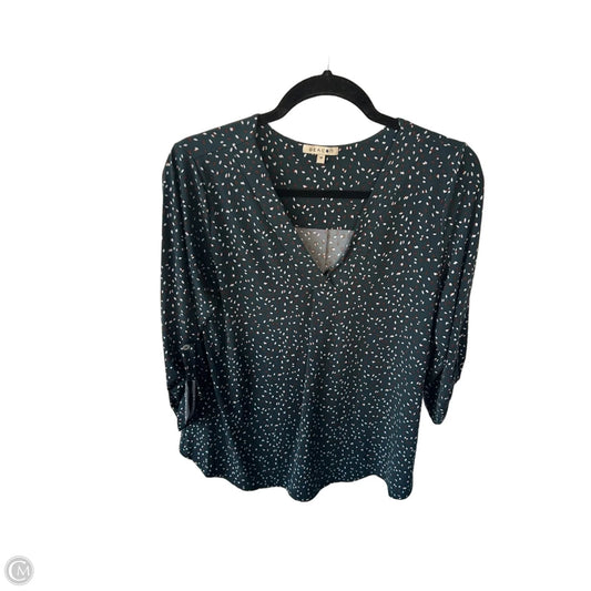 Blouse Long Sleeve By Beacon Apparel In Green & White, Size: M