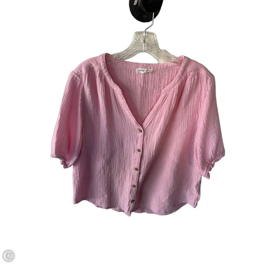 Blouse Short Sleeve By Beachlunchlounge In Pink, Size: M