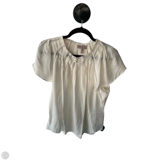 Blouse Short Sleeve By Rebecca Taylor In Ivory, Size: Xl