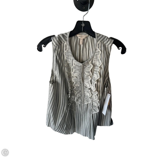 Blouse Sleeveless By Rebecca Taylor In Cream & Grey, Size: M