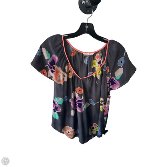 Blouse Short Sleeve By Rebecca Taylor In Grey & Orange, Size: M