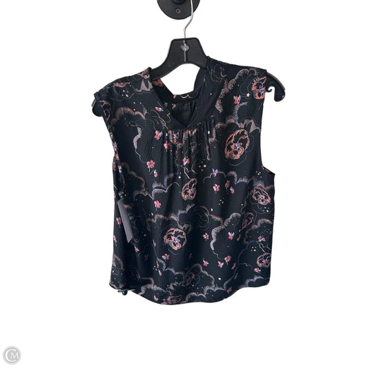Blouse Sleeveless By Rebecca Taylor In Black & Pink, Size: L