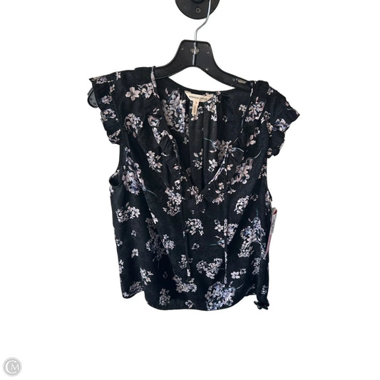 Blouse Sleeveless By Rebecca Taylor In Black & Purple, Size: L
